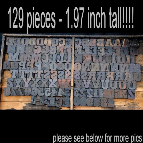 letterpress wood printing blocks 129 pcs 1.97&#034; tall alphabet type woodtype ABC