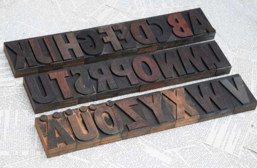 A-Z alphabet 2.83&#034; letterpress wooden printing blocks wood type ABC characters