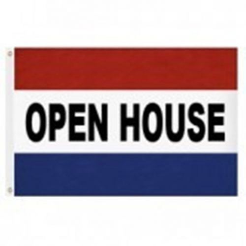 Open house message 3x5 ft nylon flag red white blue stripe black letters retail for sale
