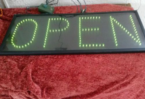 LED GREEN &#034;OPEN&#034; SIGN W/ADJUSTMENTS STEADY TWINKLING OR CHASING WORKS GREAT