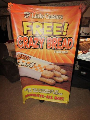 LITTLE CAESARS VINYL BANNER.GREAT USED CONDITION.SEE MEASUREMENTS AND PICS