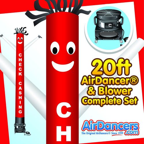 Red &amp; white check cashing airdancer® &amp; blower 20ft tube man set for sale