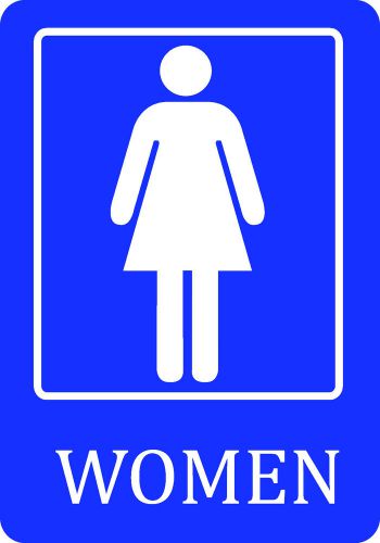 Privacy Signs Blue Single Sign WOMEN Bathroom Separate Blue Wall Restroom New