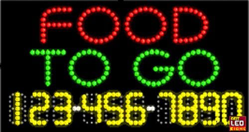 17&#034;x31&#034; custom animated food to go led sign with phone for sale
