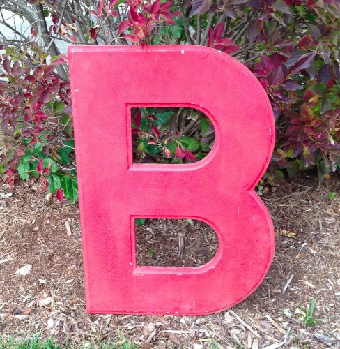 Letter b wagner 23&#034; big vtg sign letter marquee aluminum red industrial salvage for sale
