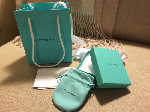 Tiffany &amp; Co. Gift Box Set w Dust Bag Brand New White Ribbon Jewelry Card