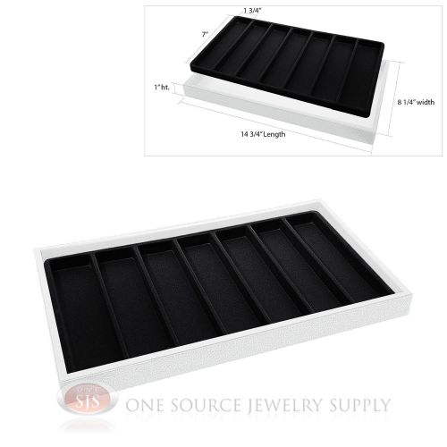 White Plastic Display Tray Black 7 Slot Liner Insert Organizer Storage