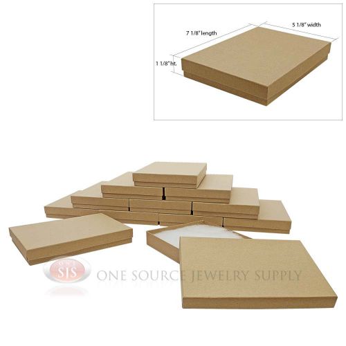 7 1/8&#034; x 5 1/8&#034; x 1 1/8&#034;H Large 12 Brown Kraft Cotton Filled Jewelry Gift Boxes