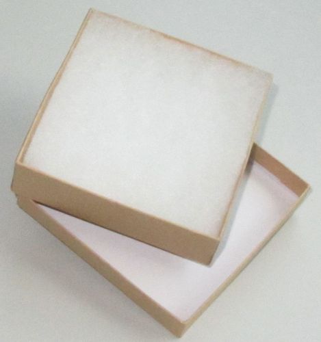 100 Kraft Jewelry Box w cotton MSPJBK33 3-1/2x3-1/2x1