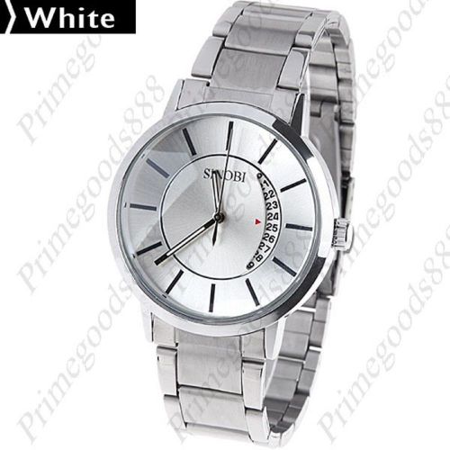 Men&#039;s Quartz Watch Wrist Date Indicator Free Shipping White Face WristWatch