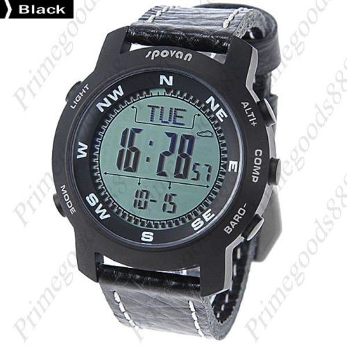 Waterproof Digital Sports Dual Time Compass Alarm Men&#039;s Wrist Wristwatch Black