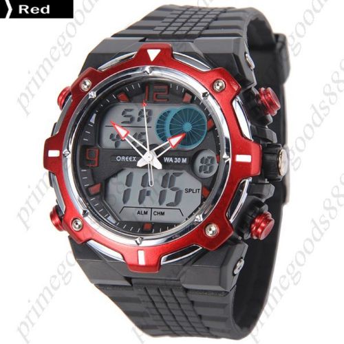 3ATM Digital Wrist Quartz Analog Date Alarm Men&#039;s Wristwatch Free Shipping Red