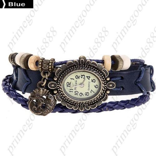 Fish PU Leather Analog Quartz Wrist Lady Ladies Wristwatch Women&#039;s Blue