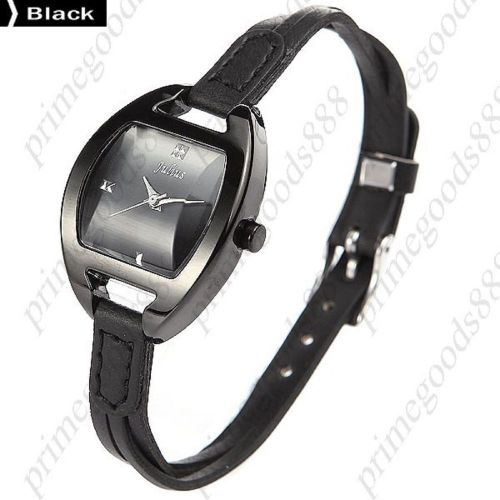 Leather bracelet quartz wrist wristwatch women&#039;s free shipping black for sale