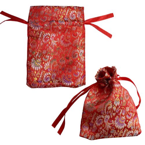 10 Chinese Red Brocade Pouch Purses Jewelry Coins Gift Bag