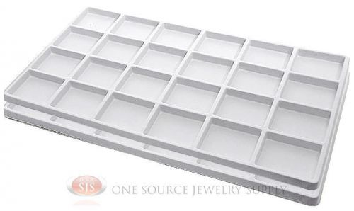 2 White Insert Tray Liners W/ 24 Compartments Drawer Organizer Jewelry Displays