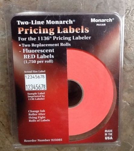Two Line Monarch Pricing Labels 2 Rolls Orange