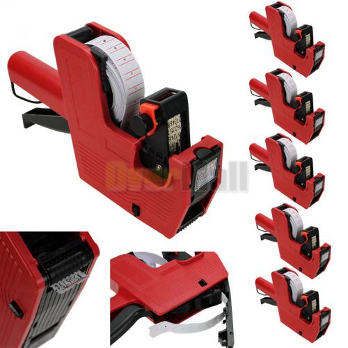 5x Red MX-5500 8 Digits Price Tag Gun +5000 White w/ Red lines labels +1 Ink US