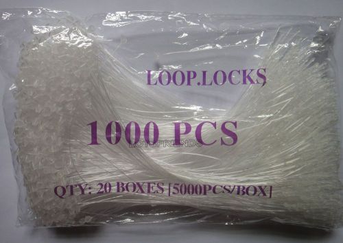 1000pcs 7&#034; transparent snap fastener lock pin loop plastic tags ties hook manual for sale