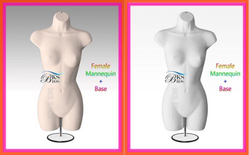 2 mannequins flesh &amp; white female w/stand + hanging hook  woman clothing forms for sale