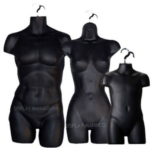 A set of BLACK Male Female &amp; Child (3 pcs) Mannequin maniquin manikin