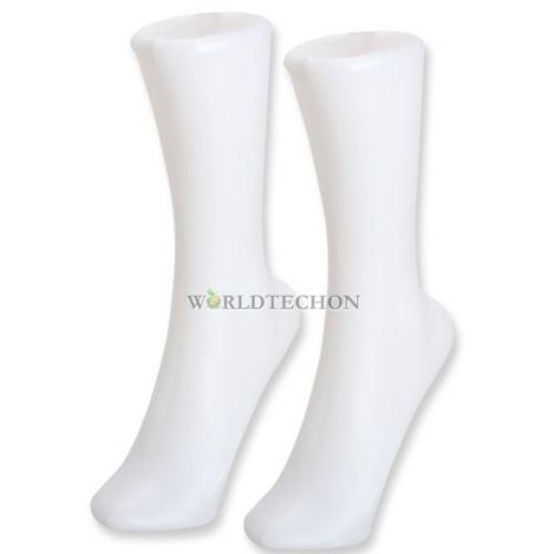 2PCS Female Foot Sock Sox Display Mold Short Stocking Mannequin White  WT7n