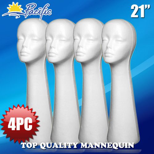 HALLOWEEN 4PC 21&#034; STYROFOAM FOAM MANNEQUIN MANIKIN head display wig hat glasses