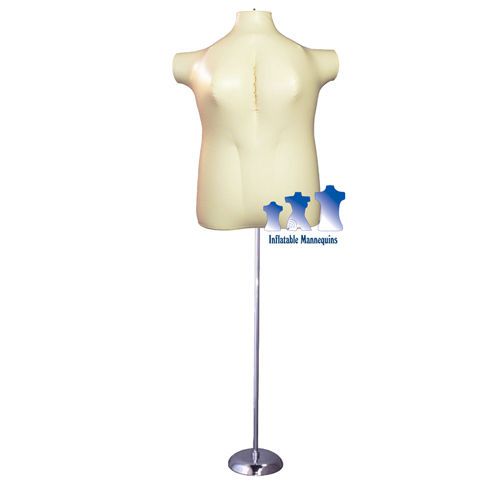Inflatable Female Torso, Plus Size 2X, Ivory and MS1 Stand