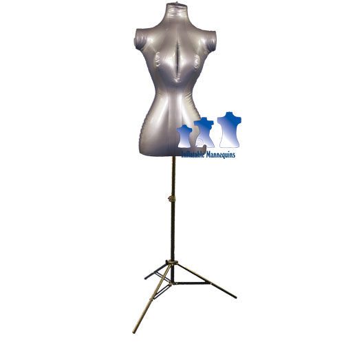 Inflatable Female Torso, Silver, With MS12 Stand