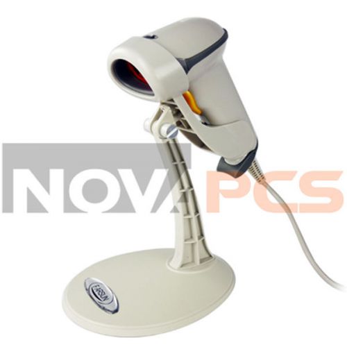 USB AUTOMATIC LASER BARCODE SCANNER READER STAND WHITE HAND FREE SCANNER