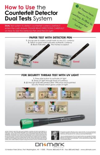 Dual Test Pen Counterfeit Detector UV Light Reveals Embedded Security Markings