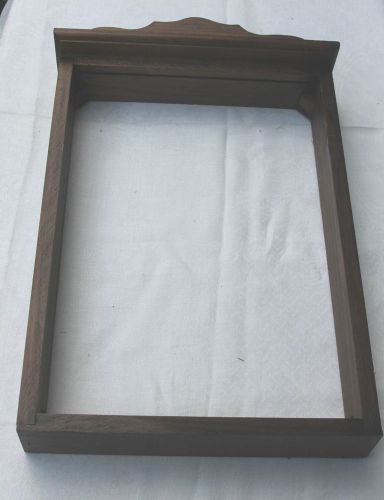 DARK STAINED WOOD FRAME CLOCK BASE SHADOW BOX OR SIGN HOLDER
