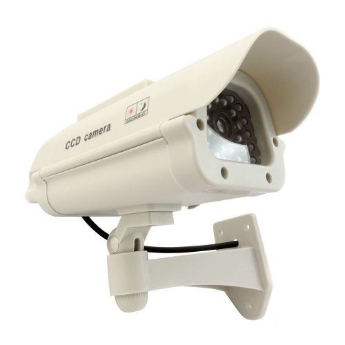 Dummy CCTV Security Camera Flashing Red LED Solar Powered Indoor/Outdoor