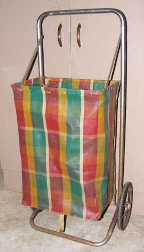 Vintage rolling shopping grocery laundry cart basket, one of a kind, unique! for sale