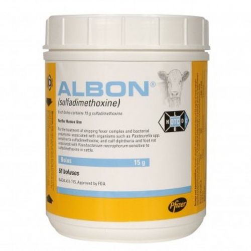 ALBON 15 gm Cow Bolus Bacterial Pneumonia Foot Rot Shipping Fever 50 Count