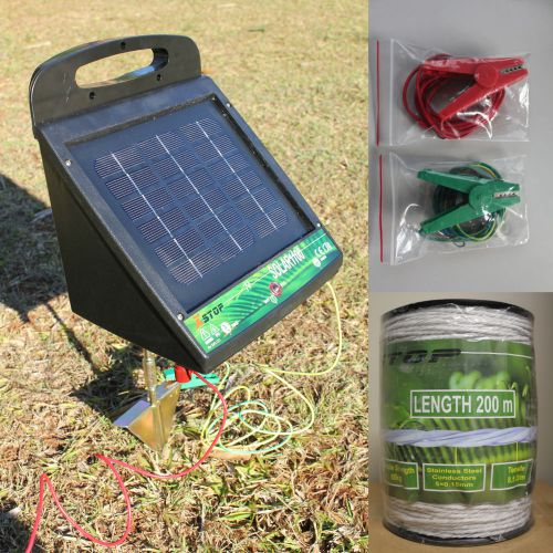 7KM Electric Fence Solar Energiser WITH 200m Fence Rope AND 6V Battery Charger!
