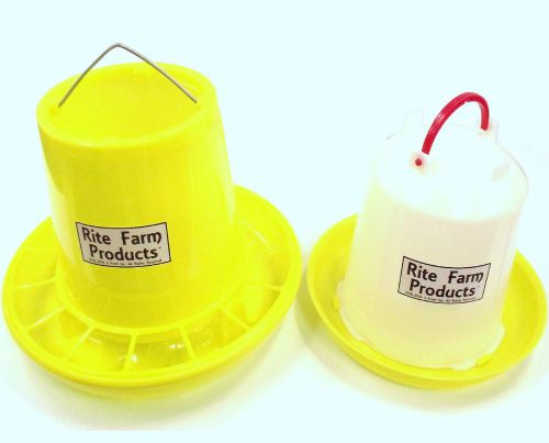 COMBO*RITE FARM 18 POUND &amp; 2 GALLON LARGE CHICKEN FEEDER &amp; WATERER POULTRY