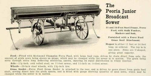 1912 ad antique peoria junior broadcast sower farm equipment implement lac2 for sale