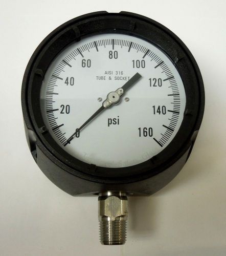 Process pressure gauge 4-1/2&#034; face 0-160 psi 1/2&#034; npt lower phenolic case &lt;97995 for sale