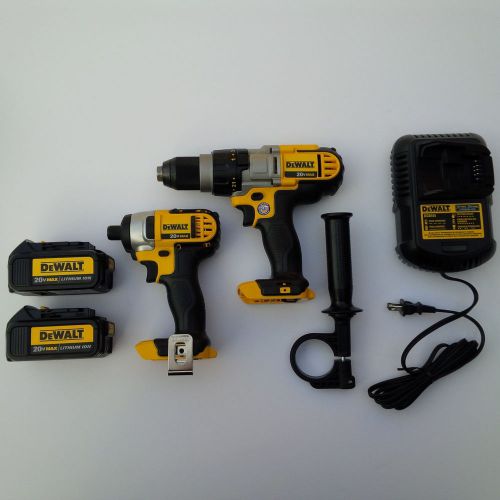 Dewalt dcd985 20v 1/2 hammer drill,dcf885 1/4 impact, 2 dcb200 batteries,charger for sale