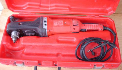 GOOD USED MILWAUKEE 1/2&#034; SUPER HAWG RIGHT ANGLE CORDED DRILL 120 VAC 2 SPEED USA
