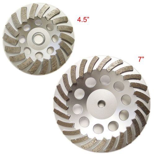 2PK 4.5&#034;&amp;7&#034;  PREMIUM Turbo Concrete Diamond Grinding Cup Wheel for Angle Grinder