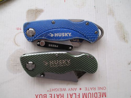Lot of two husky lock back utility knives,  box cutters for sale