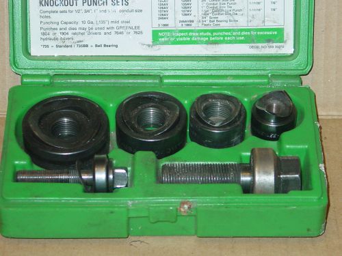 Greenlee no 735bb ball bearing knockout punch set  1/2 ” – 1  1/4 ” in case pr129k for sale