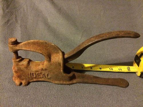 Vintage ideal cast iron bench type hand punch riveter snap eyelet tool primitive for sale