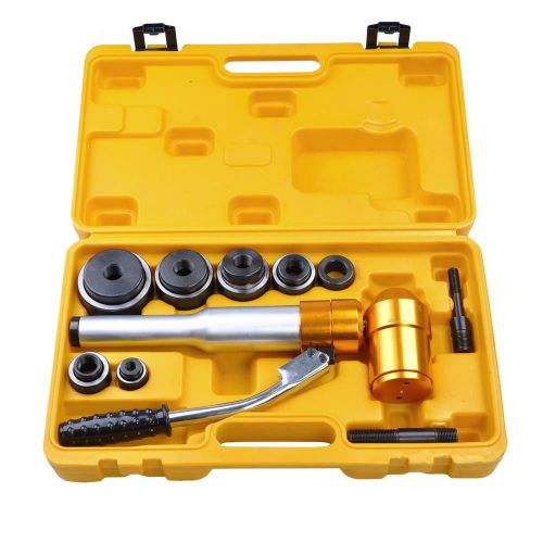 6 dies 6 ton hydraulic knockout punch driver kit hand pump hole tool 11-gauge for sale