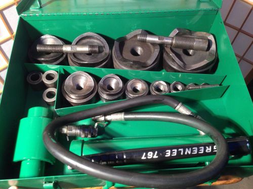 Greenlee 7310 Tool Hydraulic Knockout 767 pump, punch set &amp; Steel Case, 1/2&#034;- 4”
