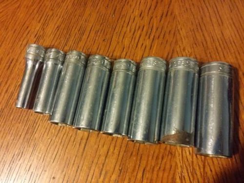 Snap-on tools 3/8&#034; drive deep 6 point sockets 8 piece lot for sale