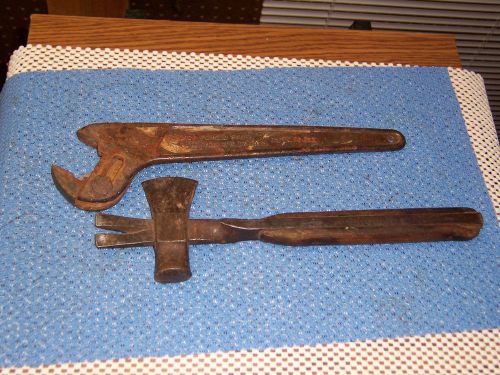 (2) vintage hand tools, iroquois hammer/hatchet, gellman open end for sale