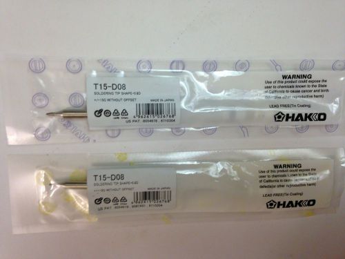 2 x Hakko T15-D08 ,T15 Series Chisel Soldering Tip for FM-2027 Iron, 9.50mm x.80